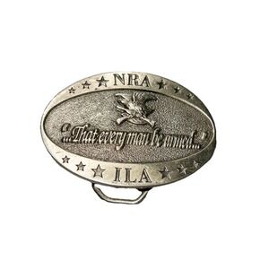 Vintage Silver NRA ILA 2A Second Amendment Belt Buckle Outdoors Shooting Hunting